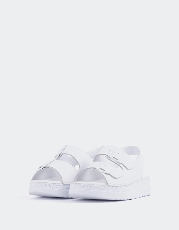 Grafton White Leather Platform Sandals High