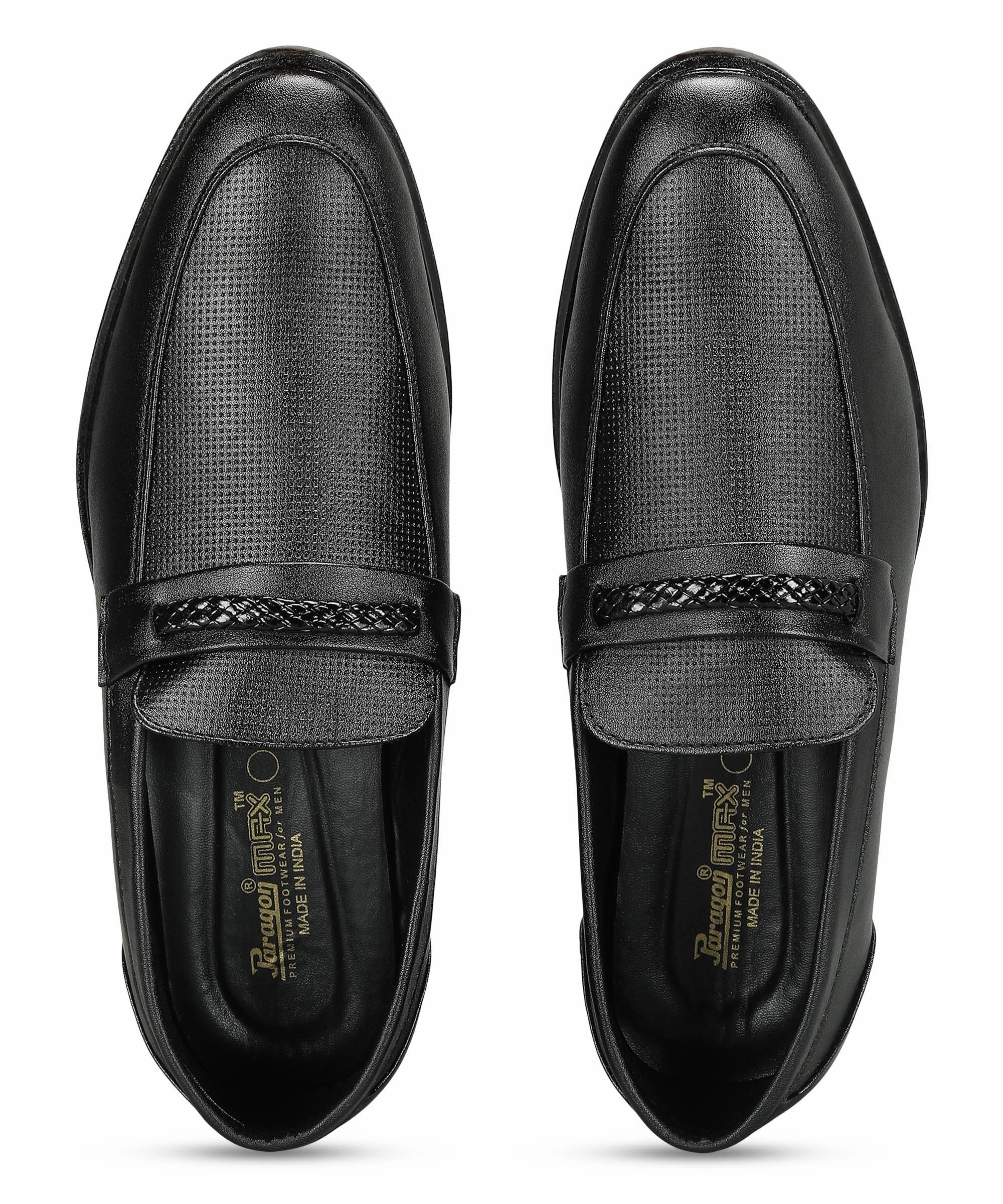 Paragon Men's Black Formal Loafer Shoes | Cushioned Sole & Sturdy Construction Flats Loafers