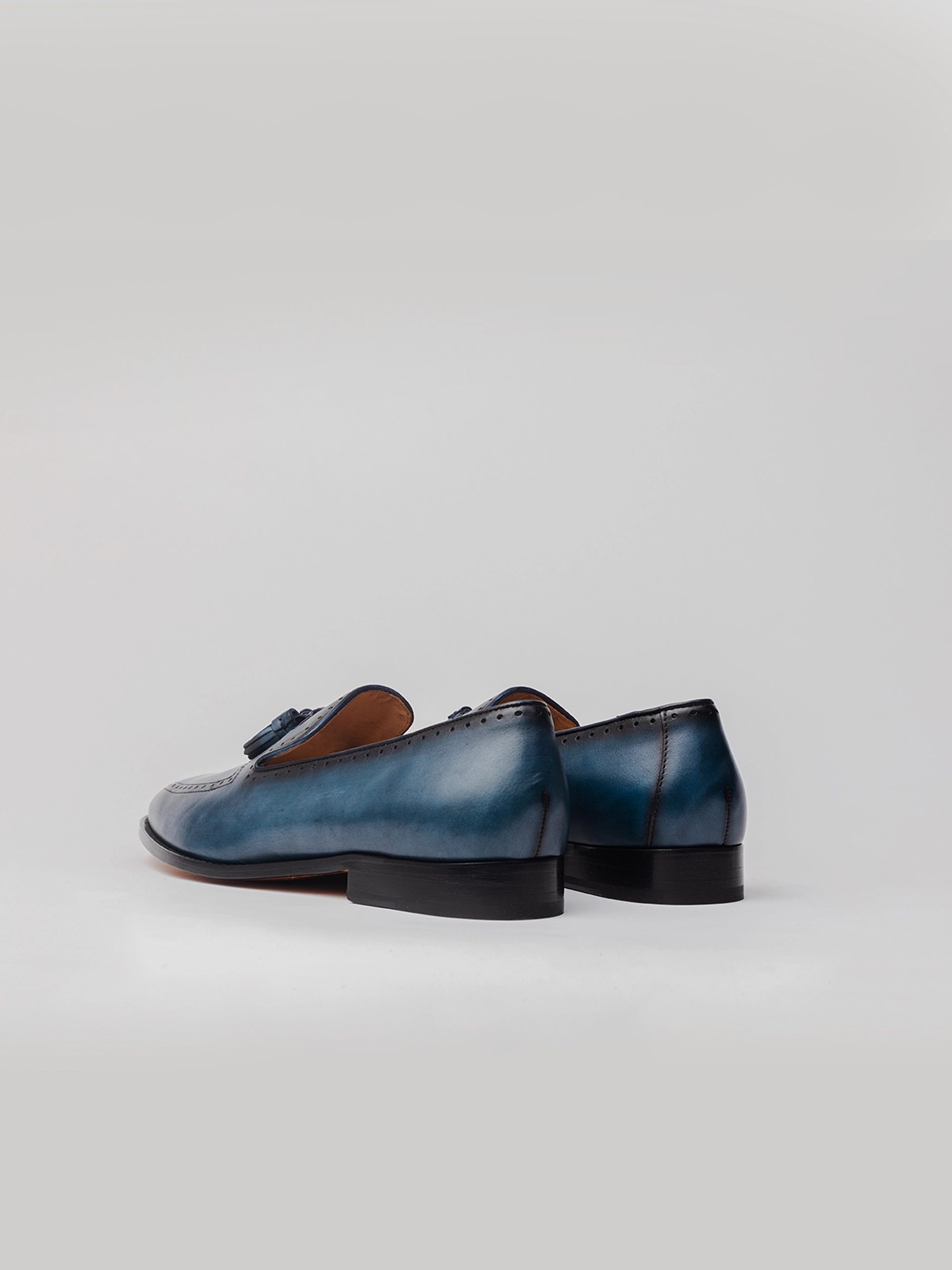 Onyx Tassel Loafer - Slate Blue Patina Finished Sequin Loafers