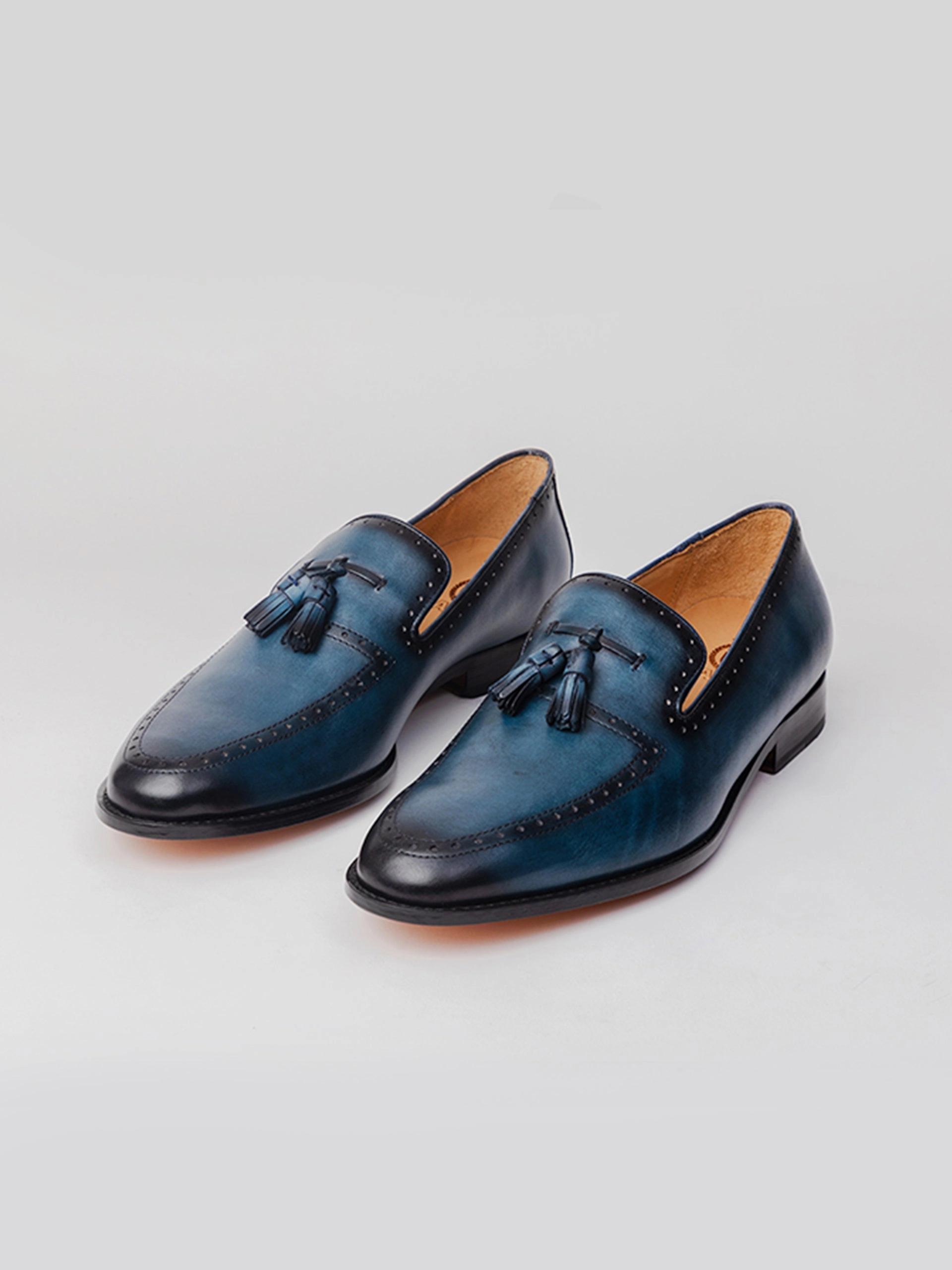Penny Loafers Outfit Onyx Tassel Loafer - Slate Blue Patina Finished