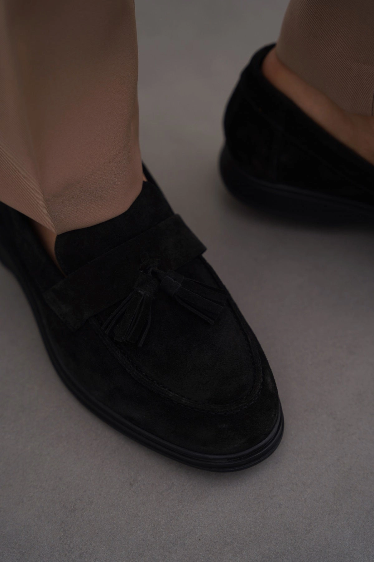 SUEDE LEATHER TASSEL LOAFERS Loafers With Heel