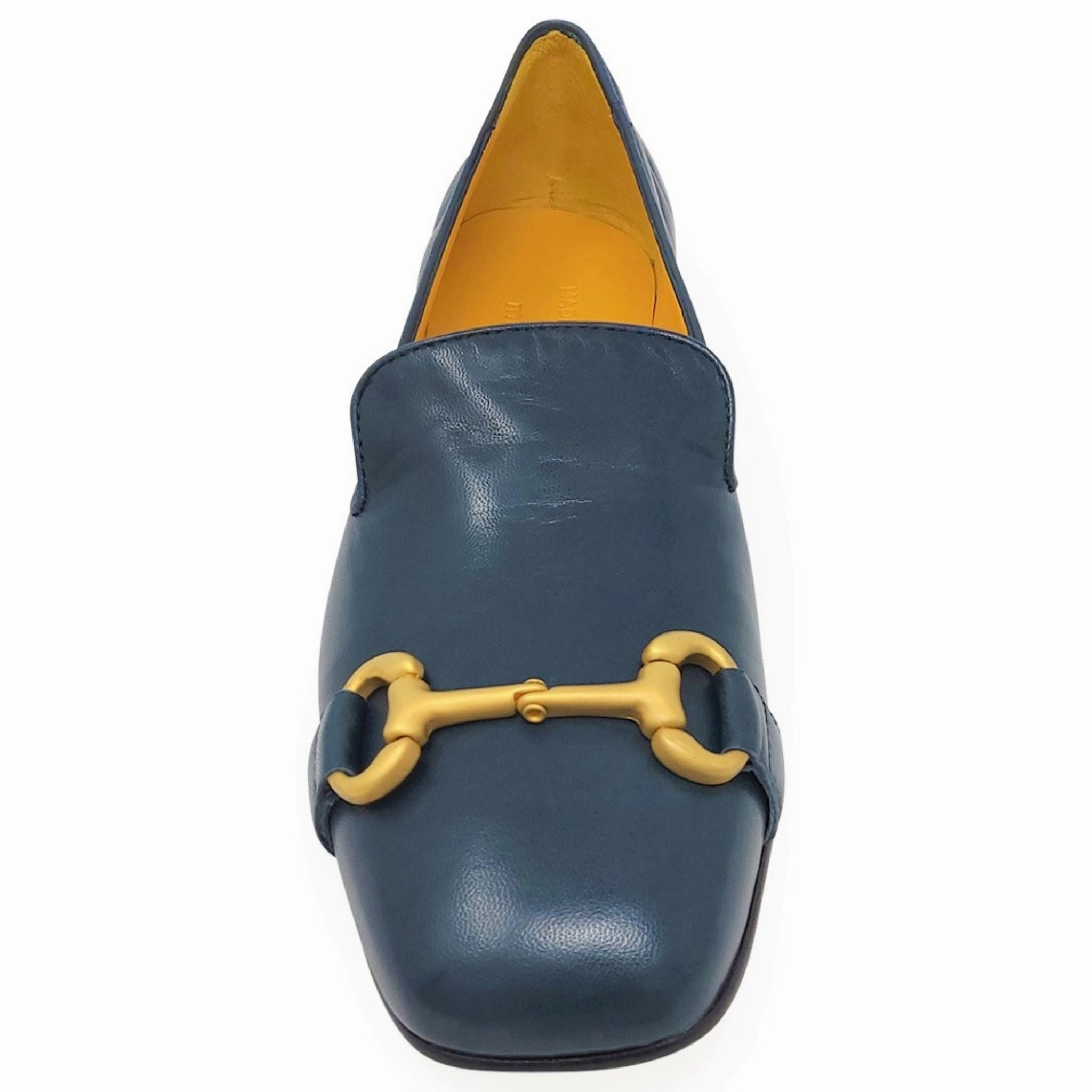Teal Leather Square Toe Loafer Loafers Low