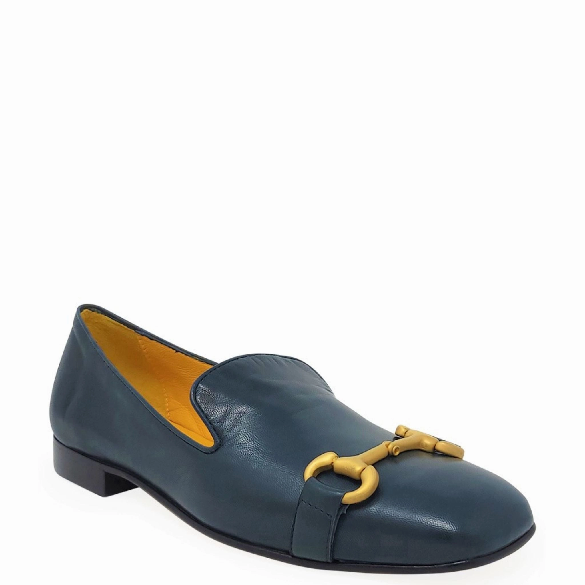 Teal Leather Square Toe Loafer Hermes Fur Loafers