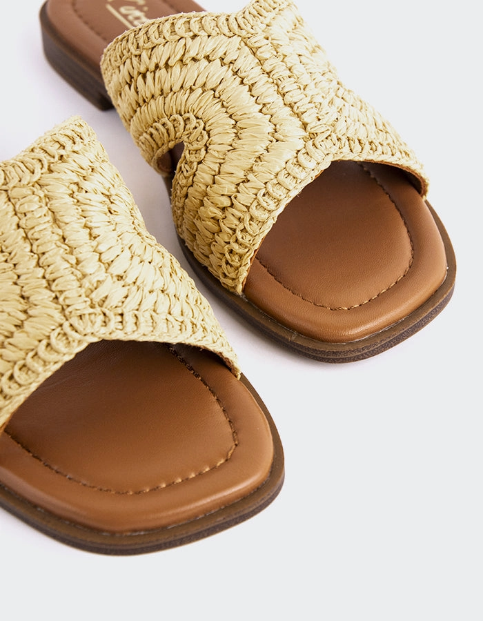 Sammie Natural Raffia Sandals Gladiator Leather