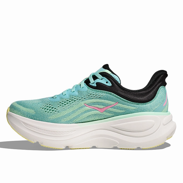 Womens Hoka Bondi 9 Wide in Blue Spark/Mint Flourite Platform
