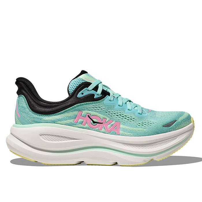 Womens Hoka Bondi 9 Wide in Blue Spark/Mint Flourite Best Shoes For