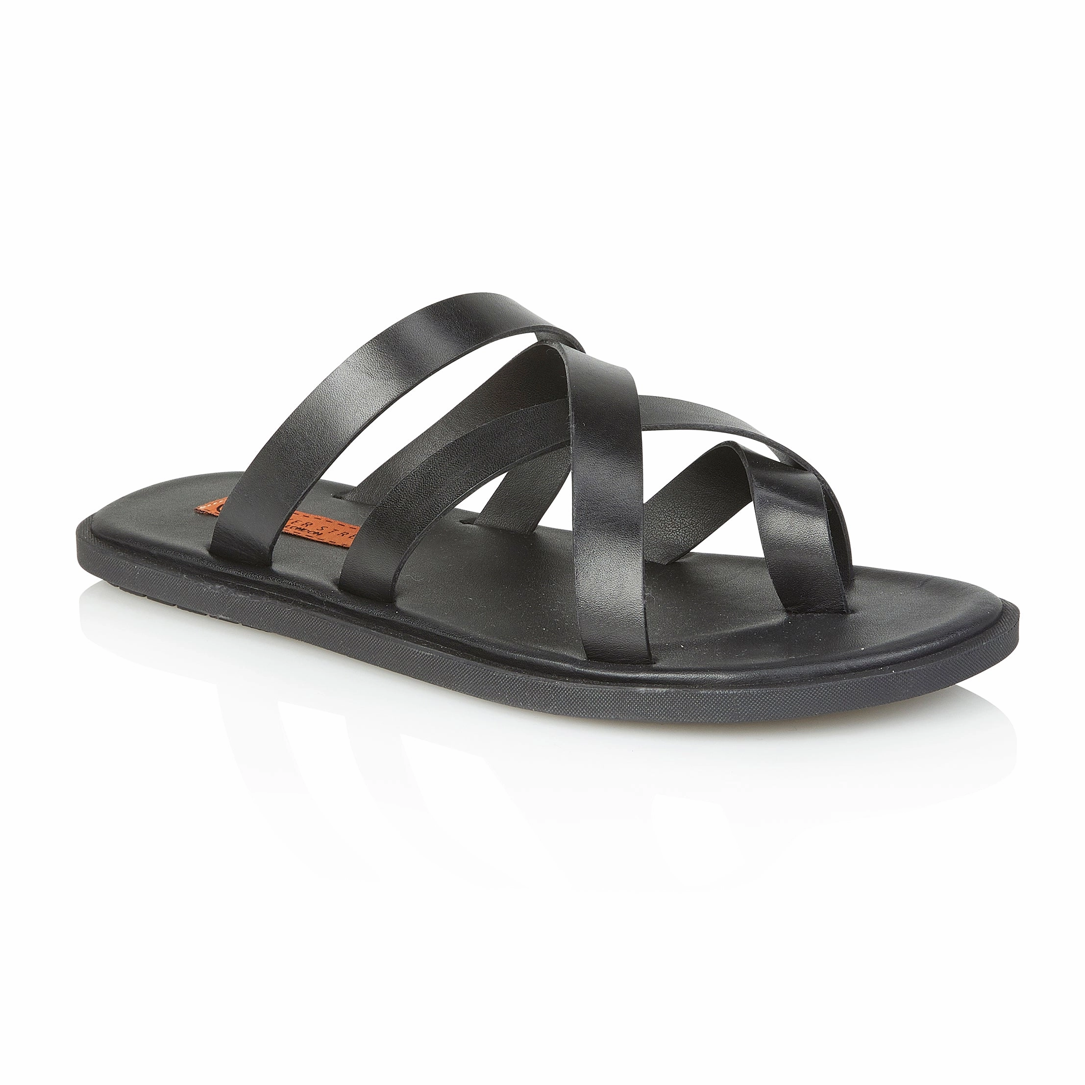 Athletic Slide Sandals Crouchend Leather Sliders - Black