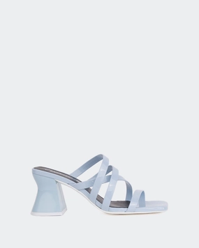 Curious Blue Patent Buckle Platform Sandals