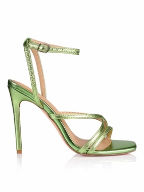 Dagger Stiletto Heels - Lime Green Metallic 