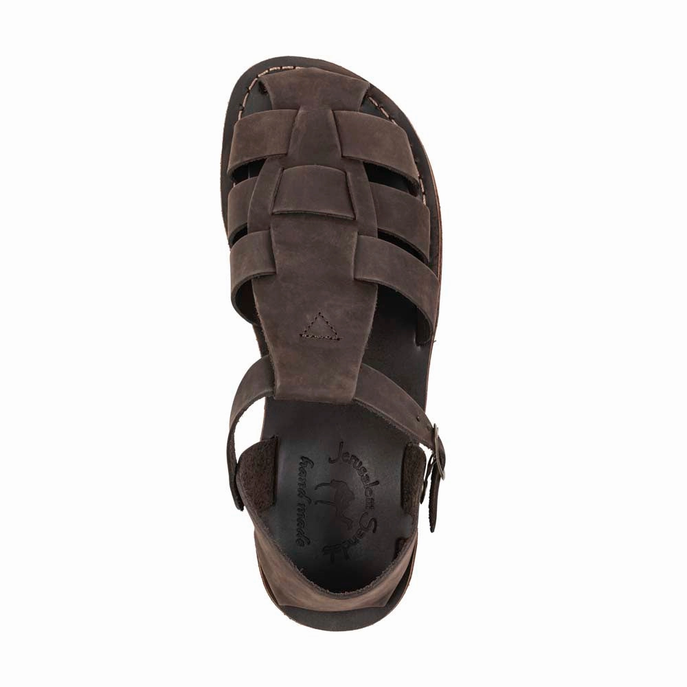 Comfortable Dressy Flat Sandals Daniel - Leather Fisherman Sport Sandal | Brown Nubuck