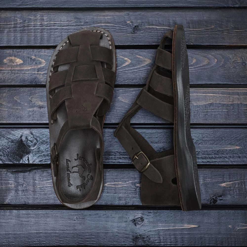 Daniel - Leather Fisherman Sport Sandal | Brown Nubuck Lace Up Wedge Sandals