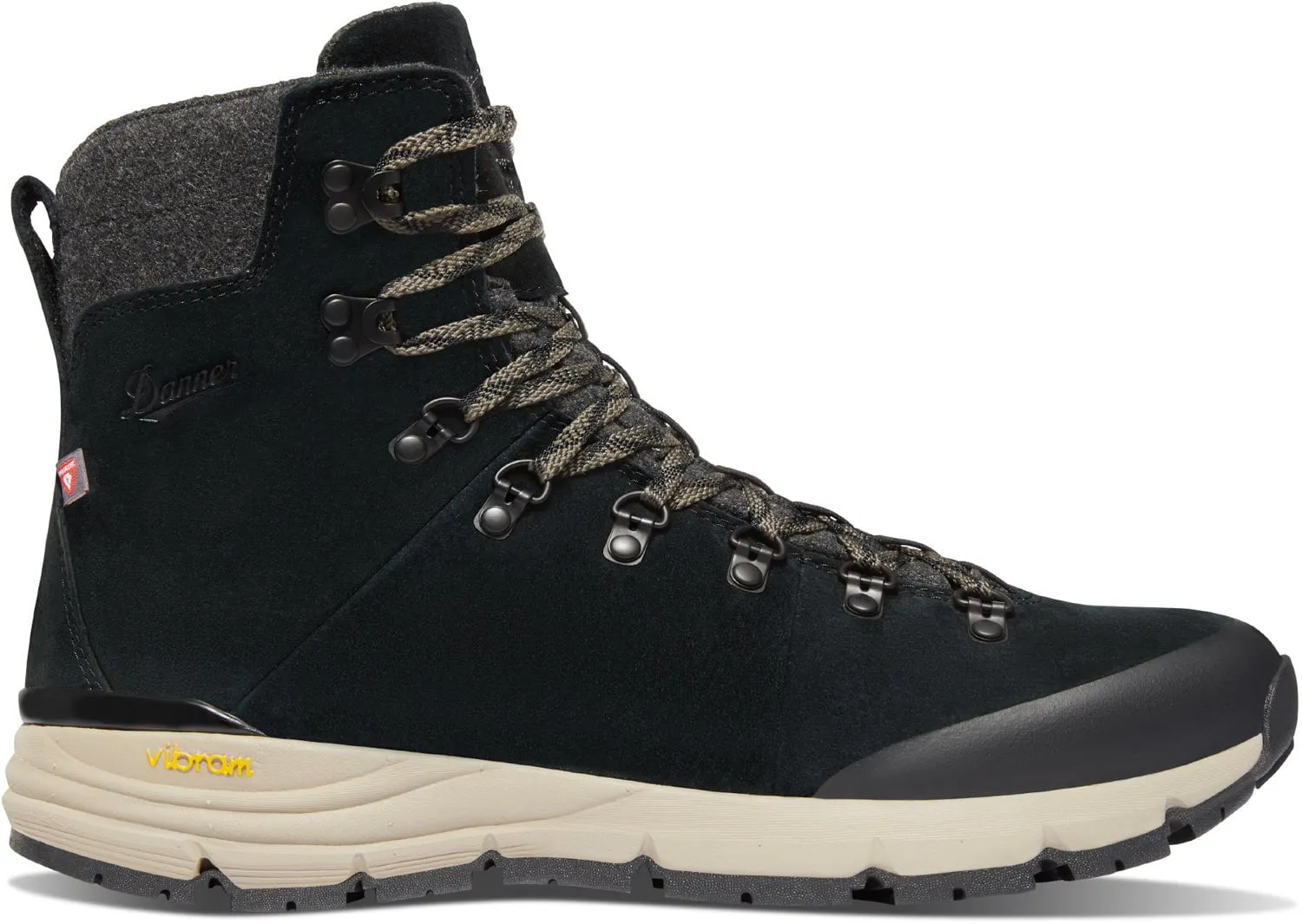 Danner Mens Arctic 600 Side-Zip 7in 200G Black/Brown Suede Hiking Boots Cold Weather Hiking Shoes