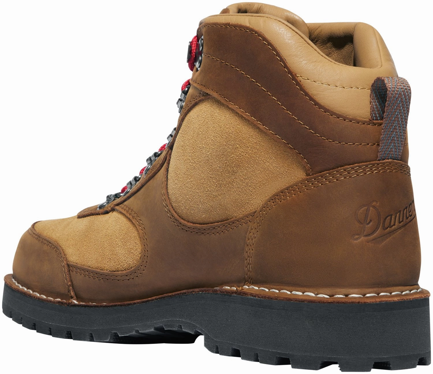Danner Mens Cascade Crest GTX Grizzly Brown/Rhodo Red Leather Hiking Boots Hiking Shoes Fit Snug Or Loose
