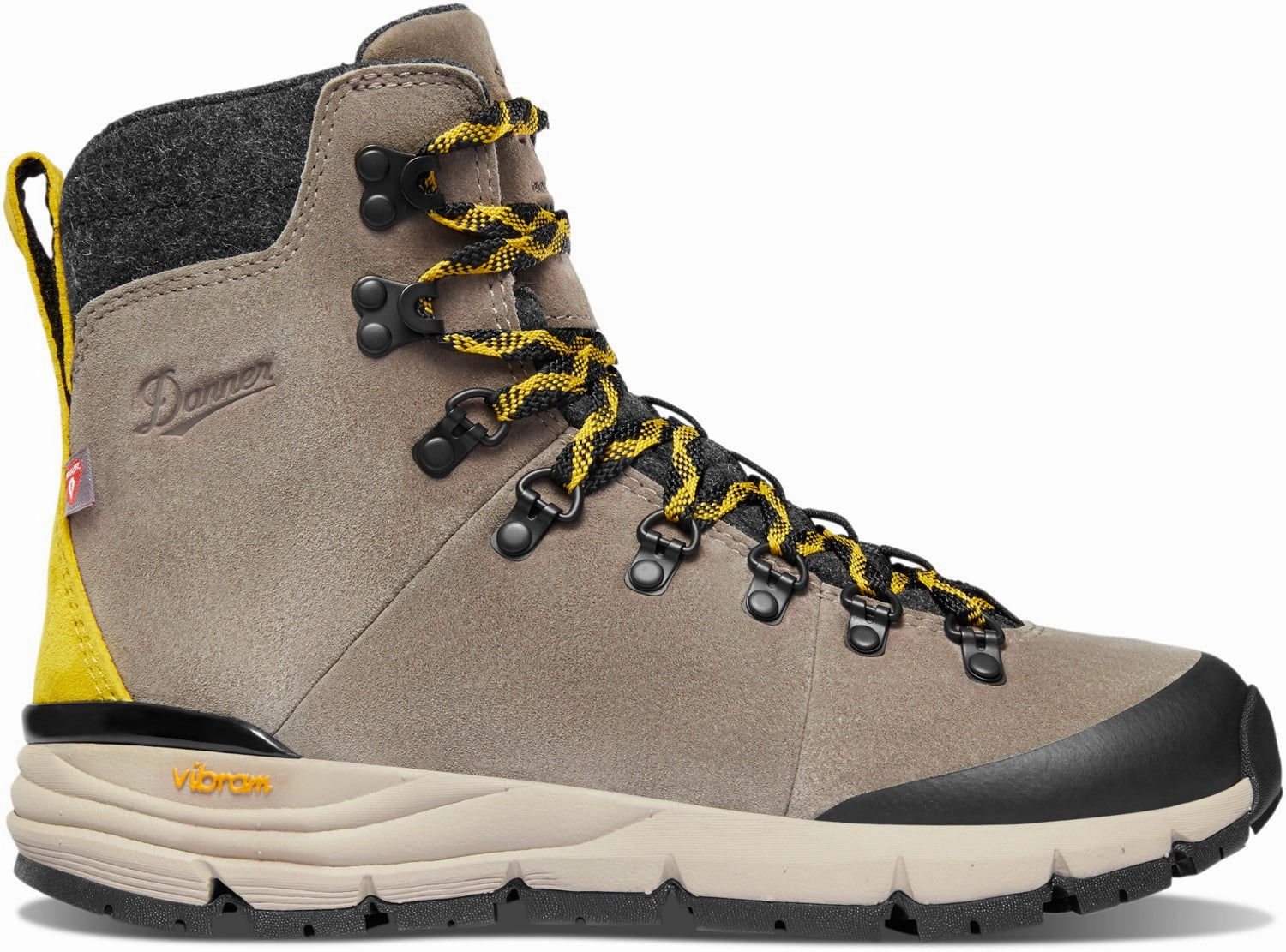Danner Womens Arctic 600 Side-Zip 7in 200G Driftwood/Yellow Suede Hiking Boots Cute Lightweight Hiking Shoes