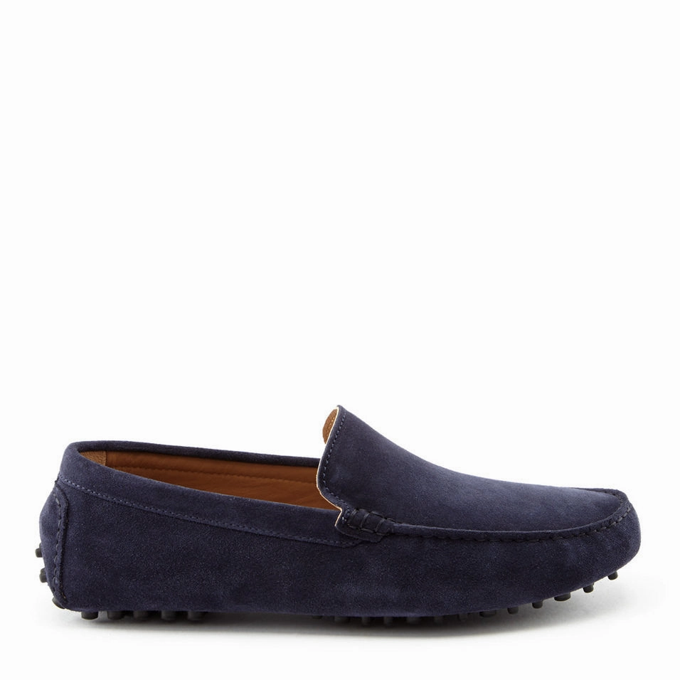 Driving Loafers, navy blue suede Animal Print Loafers
