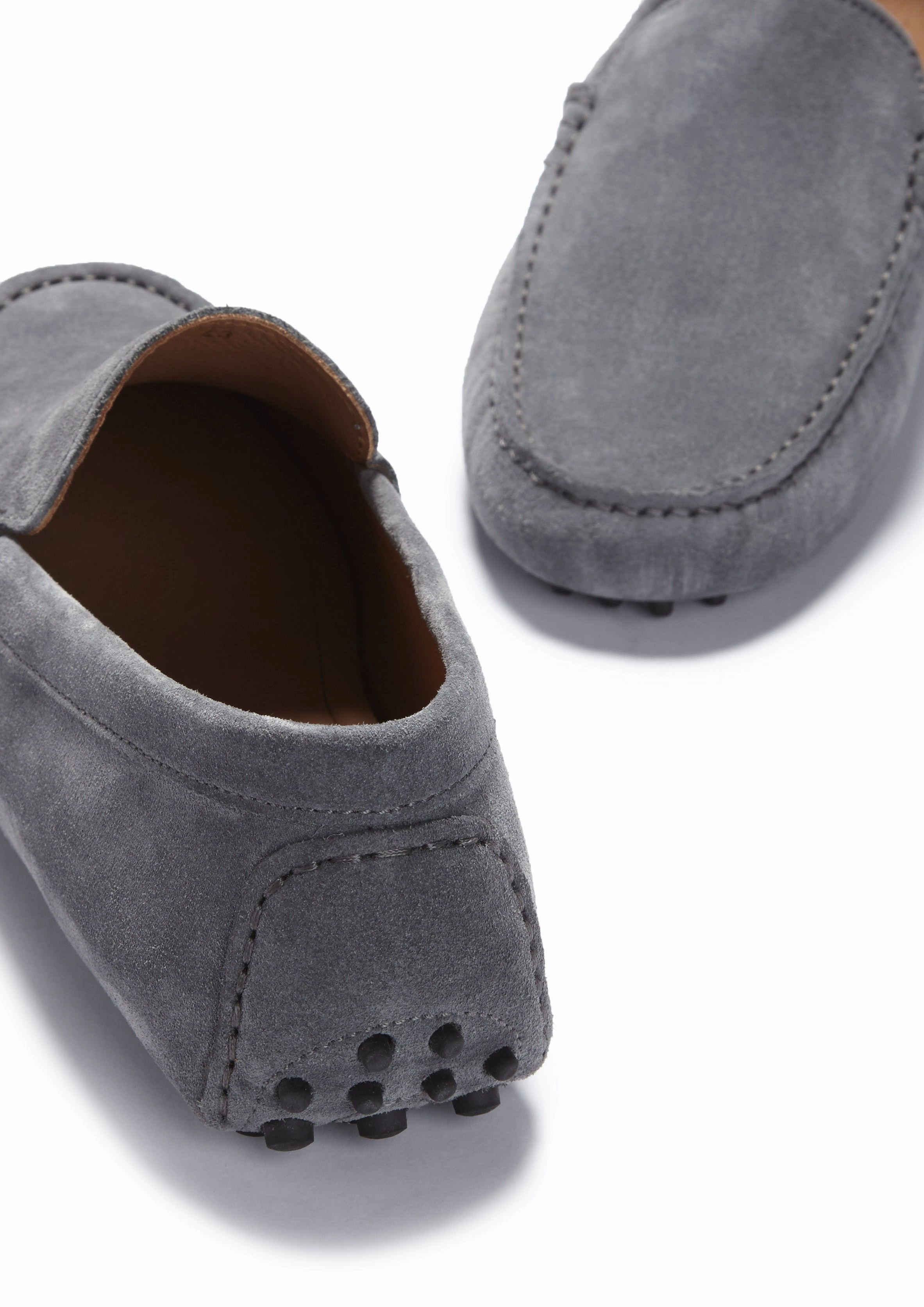 Loro Loafers Driving Loafers, slate grey suede