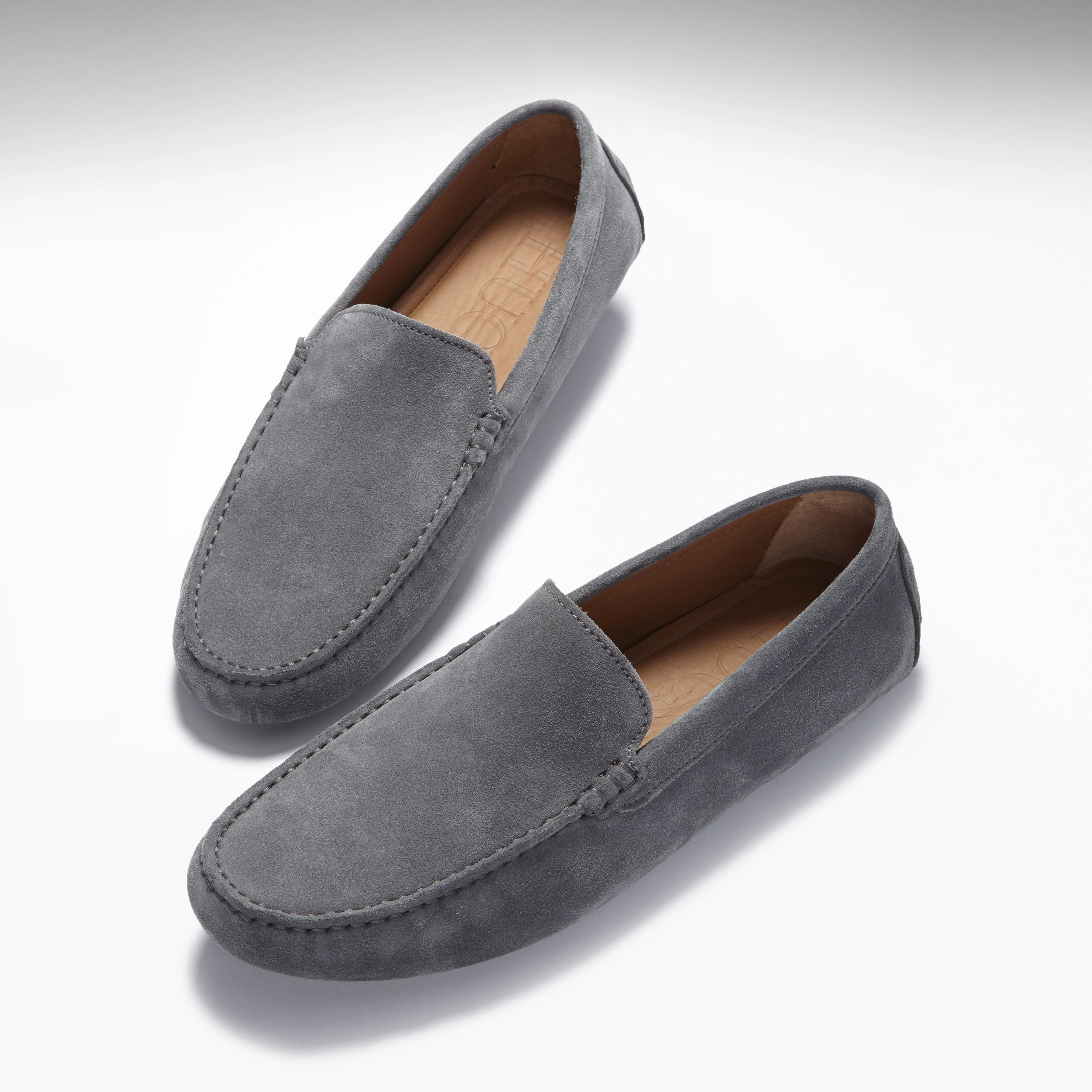 Ladies Loafers Shoes Driving Loafers, slate grey suede