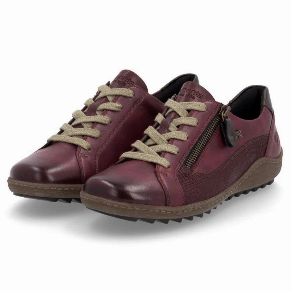 Waterproof Women Walking Shoes Remonte Liv 40 Vino/Vinorosso/Antique Leather Sneaker (Women's)