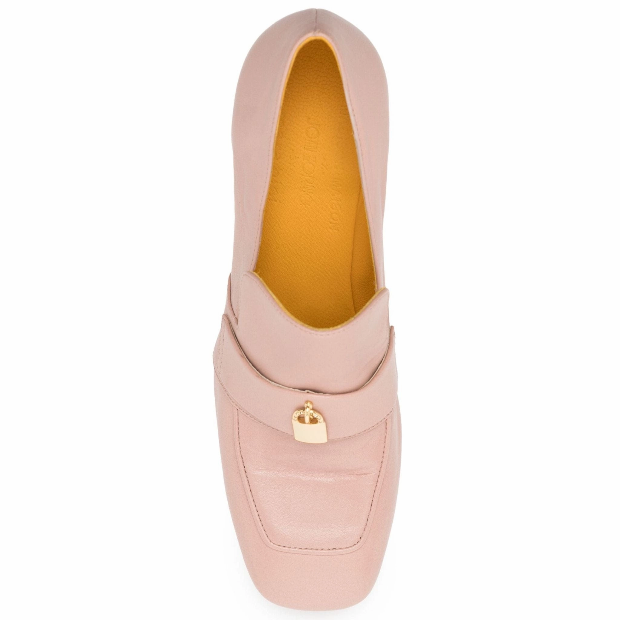 Light Pink Leather Lock Heel Loafer Boss Loafers