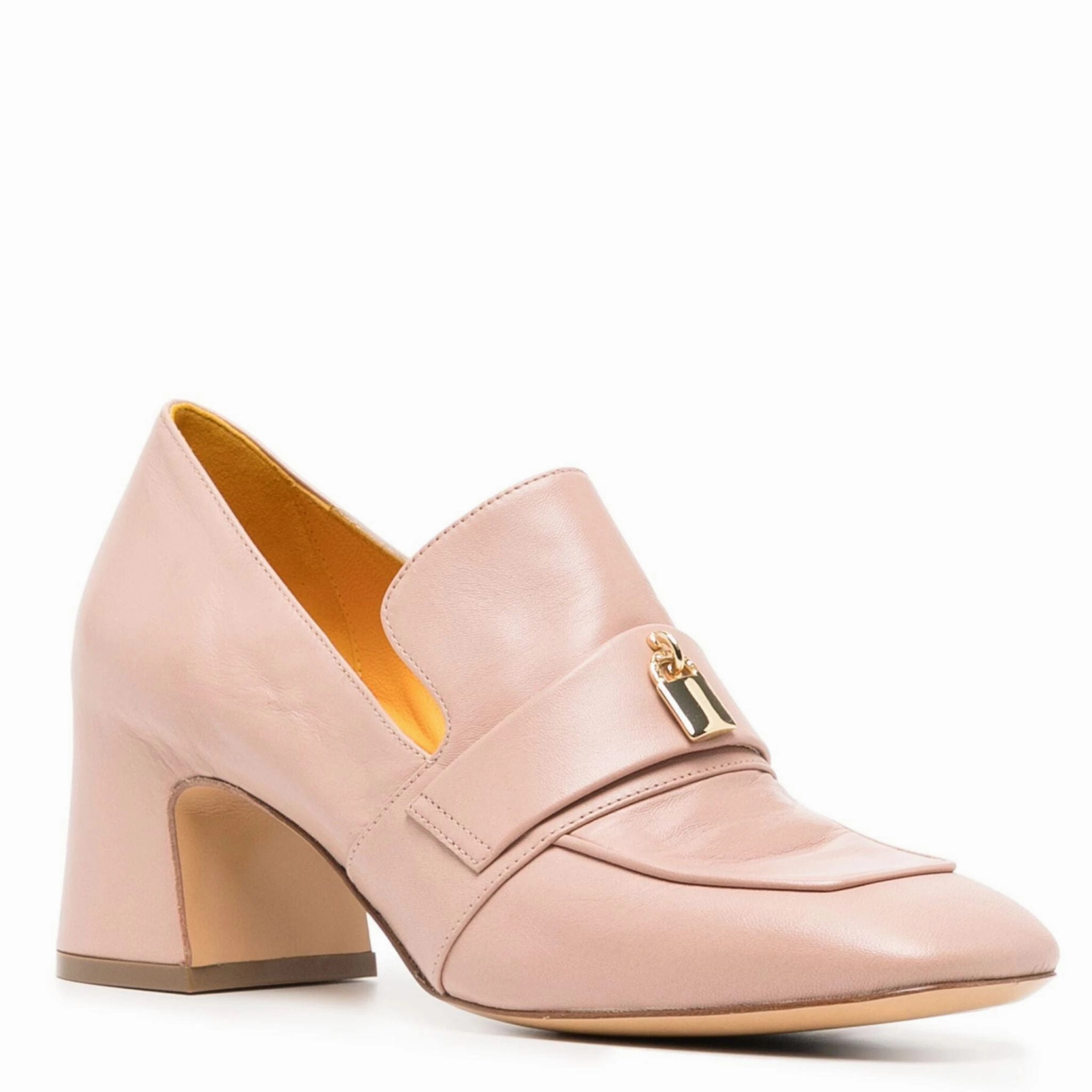 Laced Loafers Light Pink Leather Lock Heel Loafer