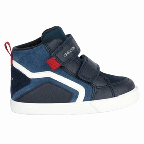 Geox scarpa sneaker alta da bambino con strappo in pelle B36A7E-022ME-C4277 Kilwi blu Sneakers With Black Soles