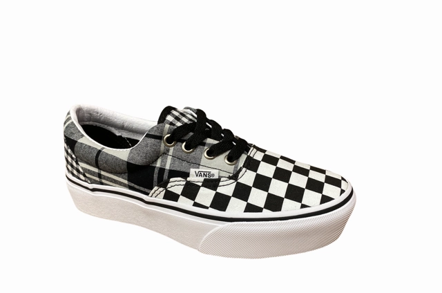 Vans scarpa sneakers da donna con zeppa Era Platform con fantasia quadri VN0A3WLUVYD1 bianco nero Paw Patrol Sneakers