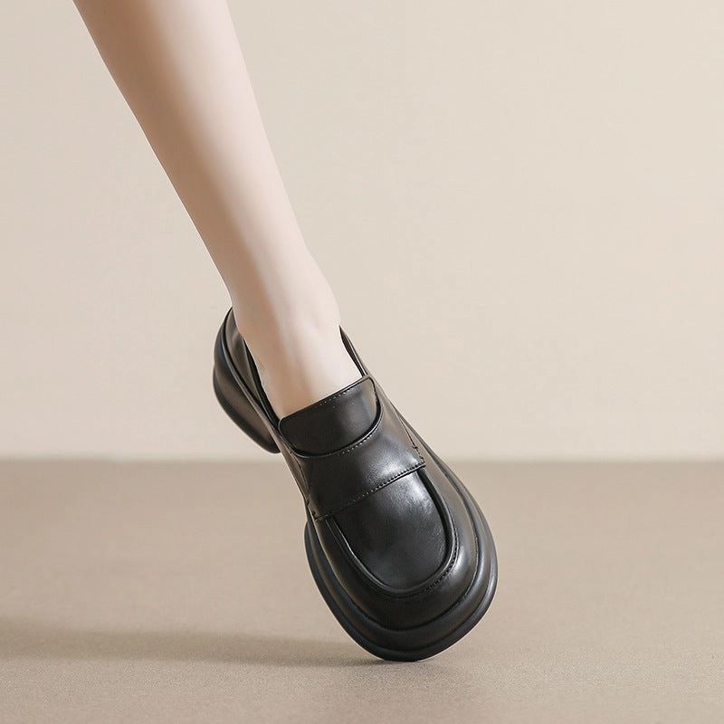 Women Retro Round Head Solid Lug Sole Loafers Loafers Dillards