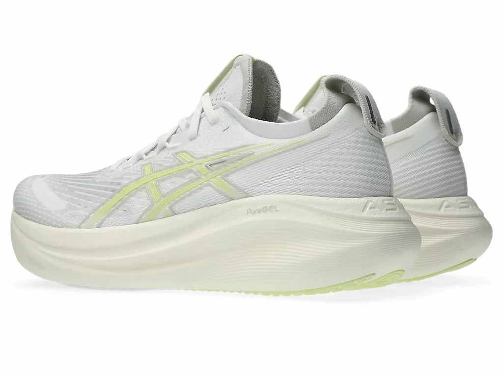 Asics Wide Athletic Shoes Men's ASICS Gel-Nimbus 27 - White/Huddle Yellow