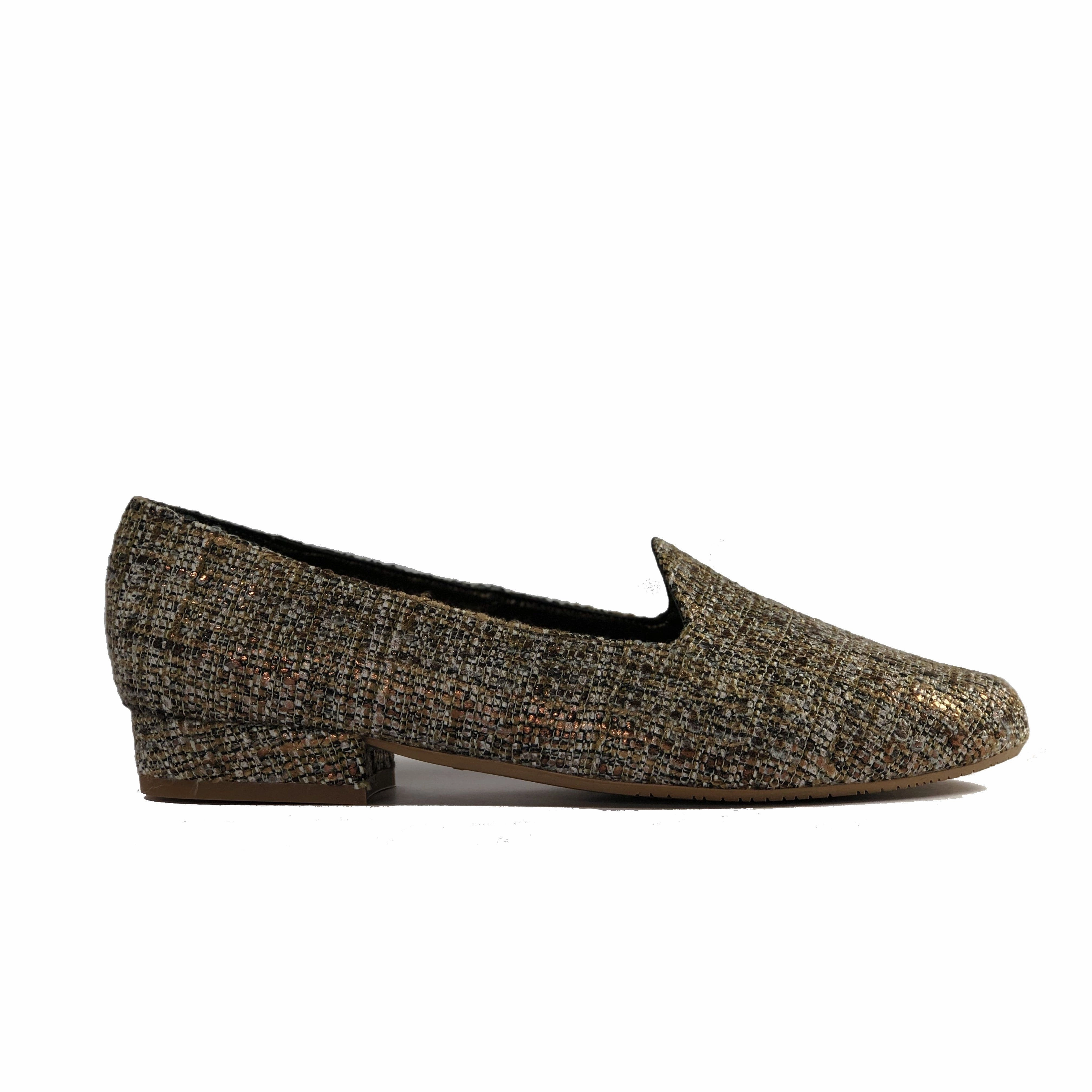 Celebs In Loafers 'Tracey' vegan-textile loafers by Zette Shoes - bronze multicolour