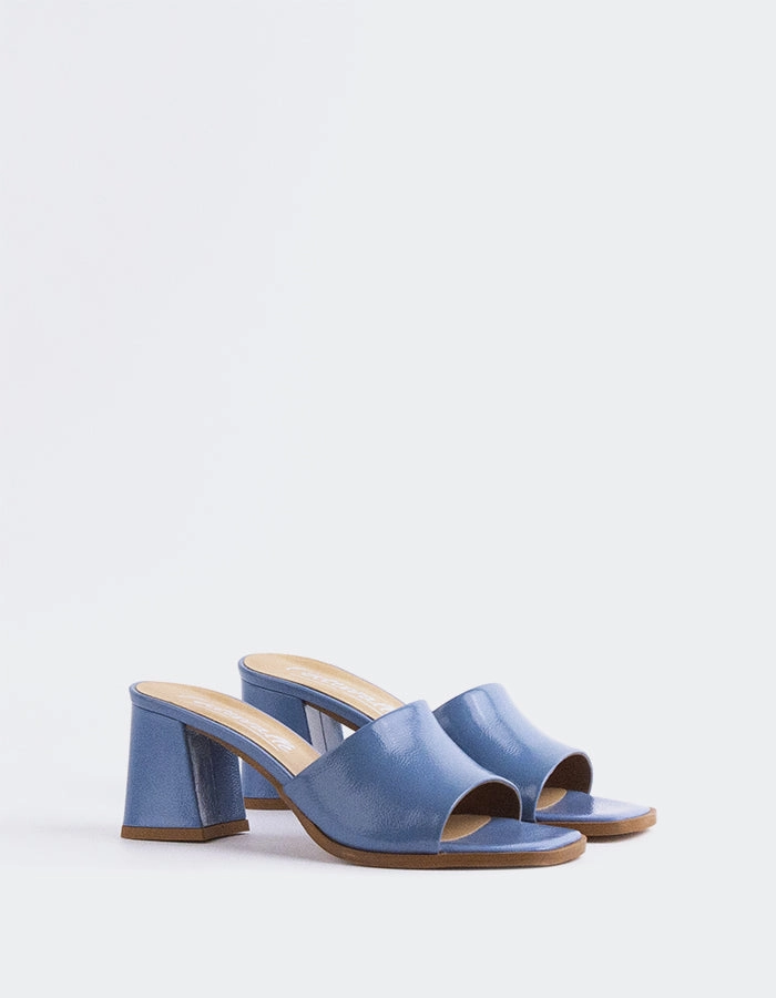 Egaleo Blue Naplack Sandals Handmade Authentic Heels Open Toe Bogolan Mudcloth