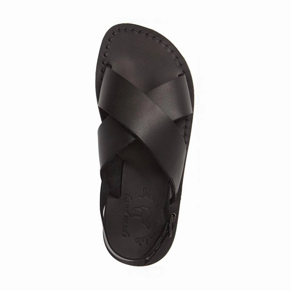 Elan Buckle - Leather Thick Strap Sandal | Black Roman Stud Sandals