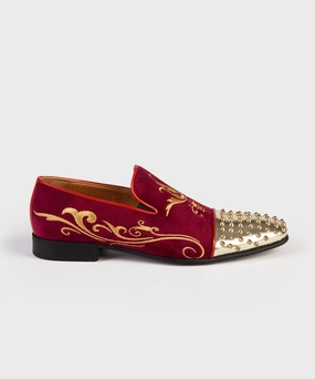 Embroidered Red Loafers Outfits For Loafers