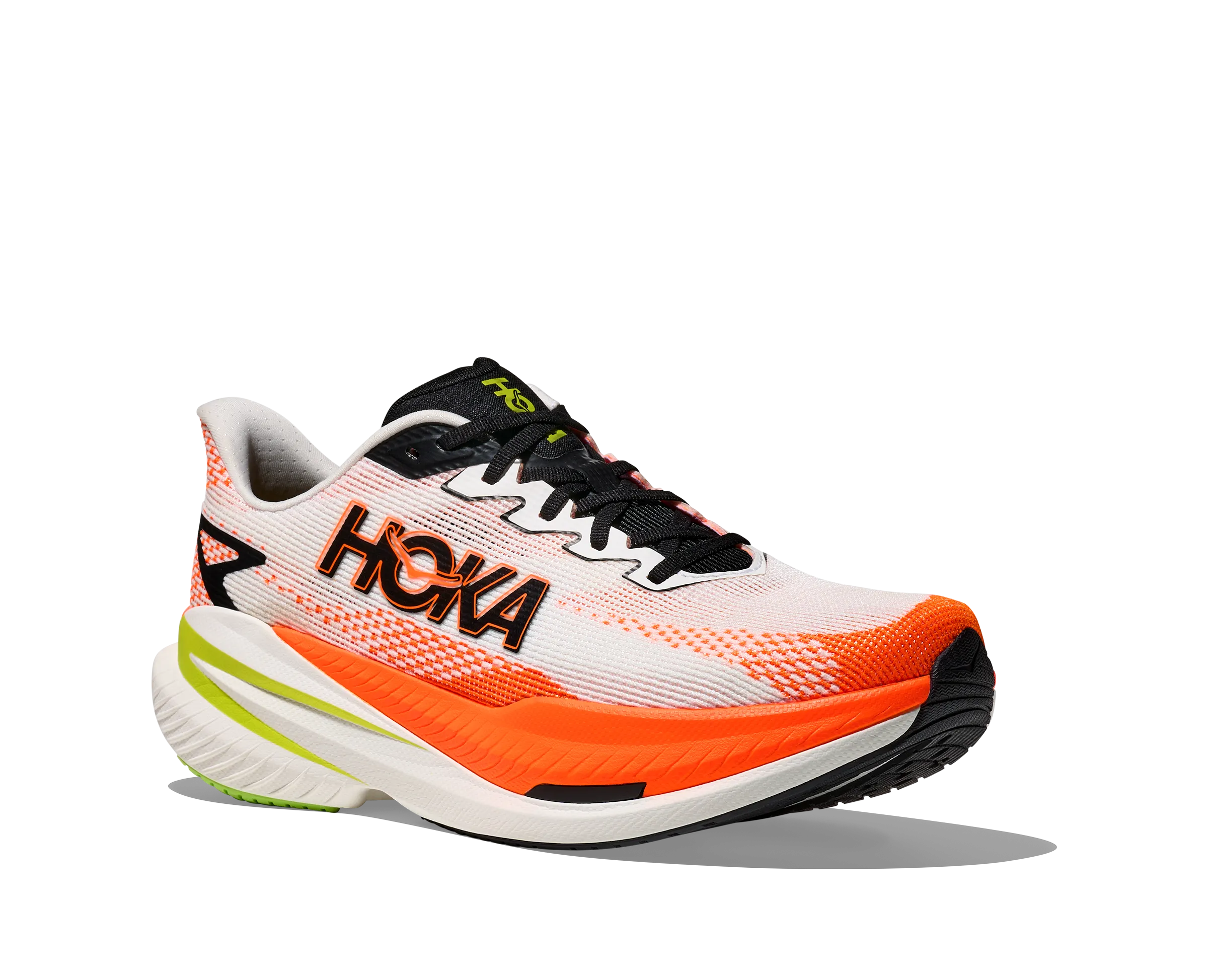 Ecco Train Walking Shoe HOKA Men's Mach X 3 - WHITE / NEON TANGERINE
