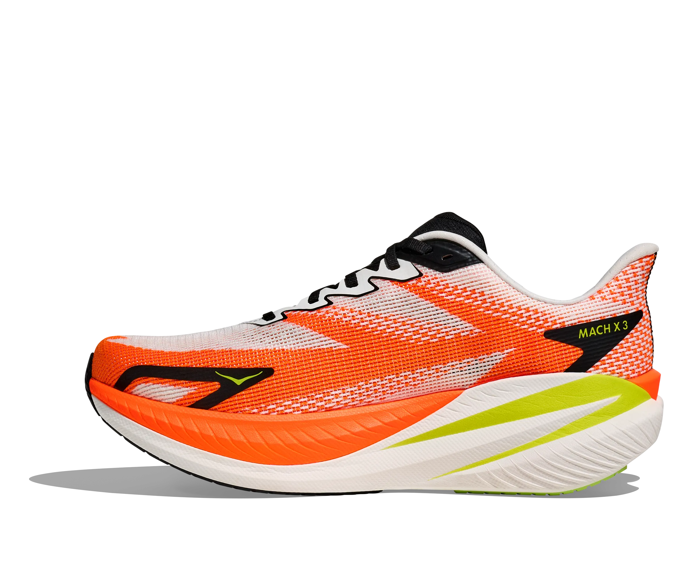 HOKA Men's Mach X 3 - WHITE / NEON TANGERINE Head Training Shoes