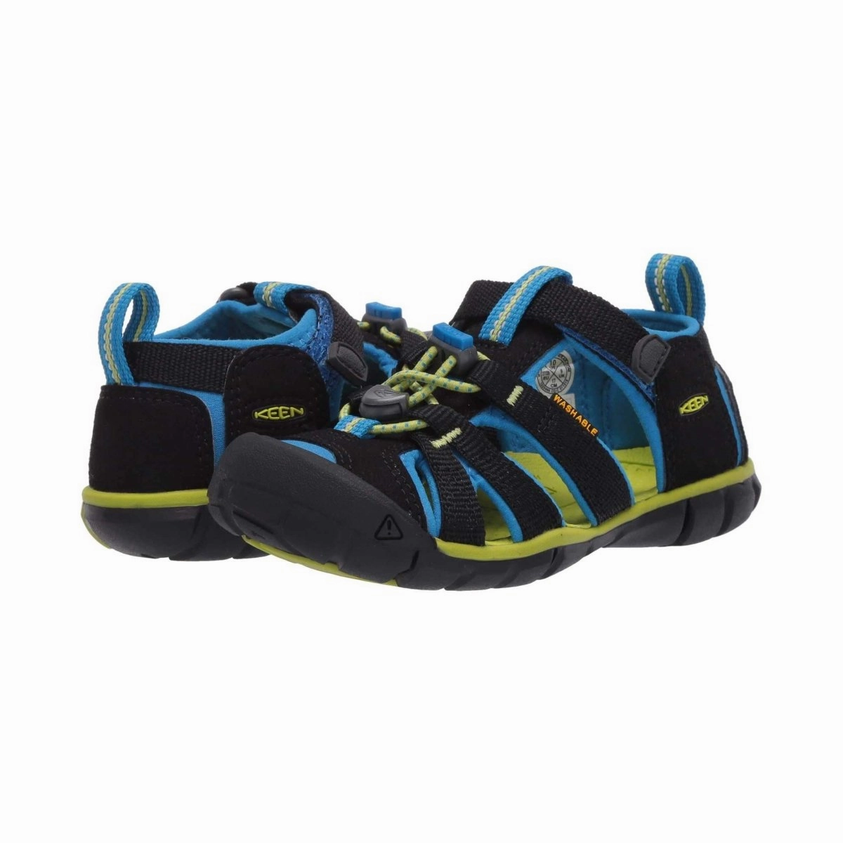 Soft Waterproof Dog Shoes Keen Kid's (Preschool) Seacamp II CNX Black/Blue/Lime