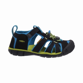 Keen Kid's (Preschool) Seacamp II CNX Black/Blue/Lime Waterproof Wide Hiking Shoe