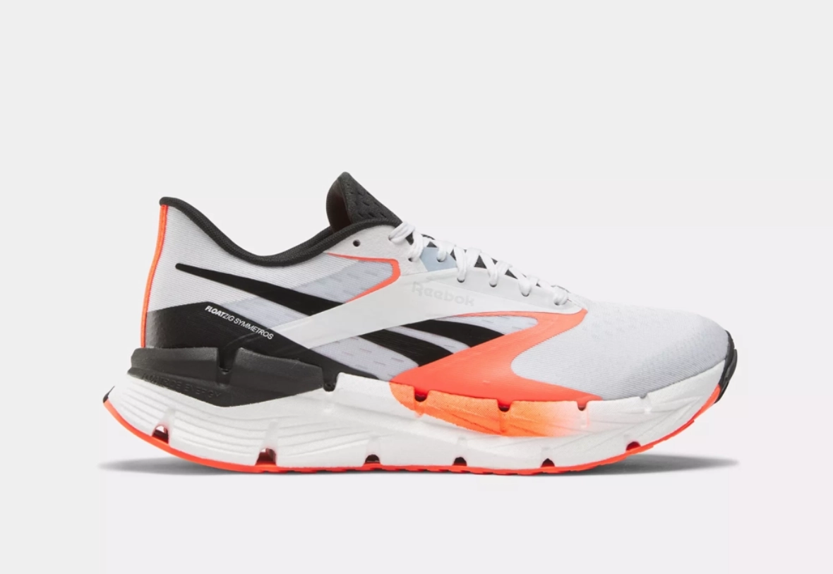 Running Shoes Pronated Feet Reebok Mens FloatZig Symmetros- White/Orange Flare/Black (100206637 100)