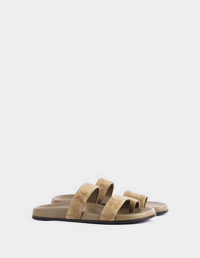 Fairlee Khaki Suede Comfortable Leather Sandals