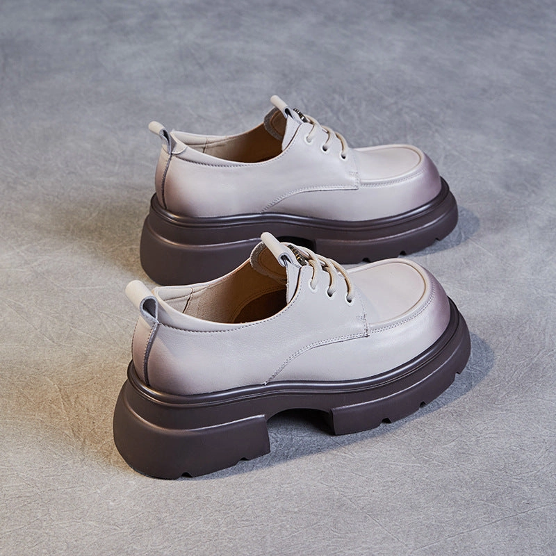 Loafers With Baggy Jeans Women Minimalist Leather Chunky Platform Loafers