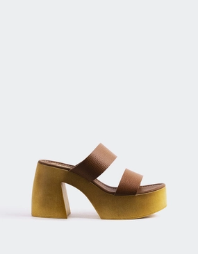 Vyronas Tan Leather Leopard Sandals