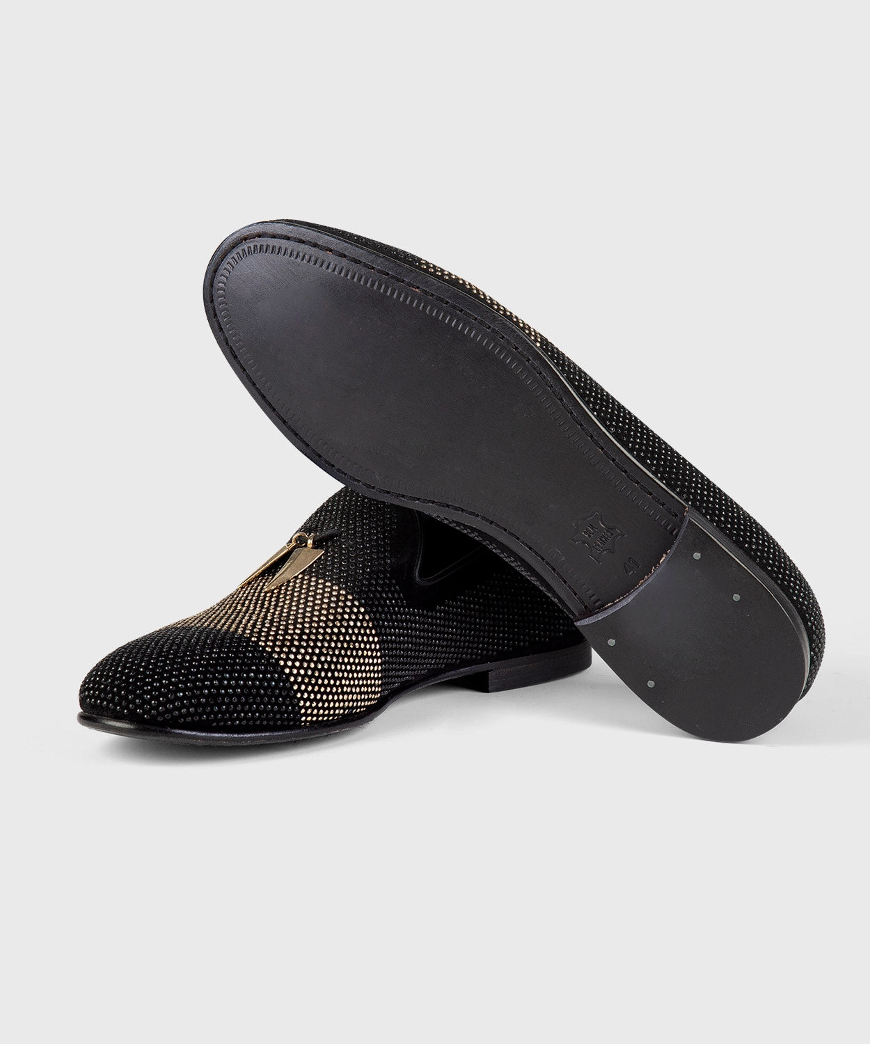 Gold And Black Stones Loraine Loafers