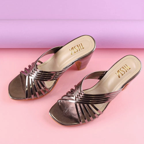 Grey Strappy Block Heels - Her Shades 