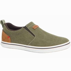 XTRATUF Men's Sharkbyte Canvas Olive Green Waterproof Slip On Shoes XSB300 Waterproof Work Shoes Slip Resistant
