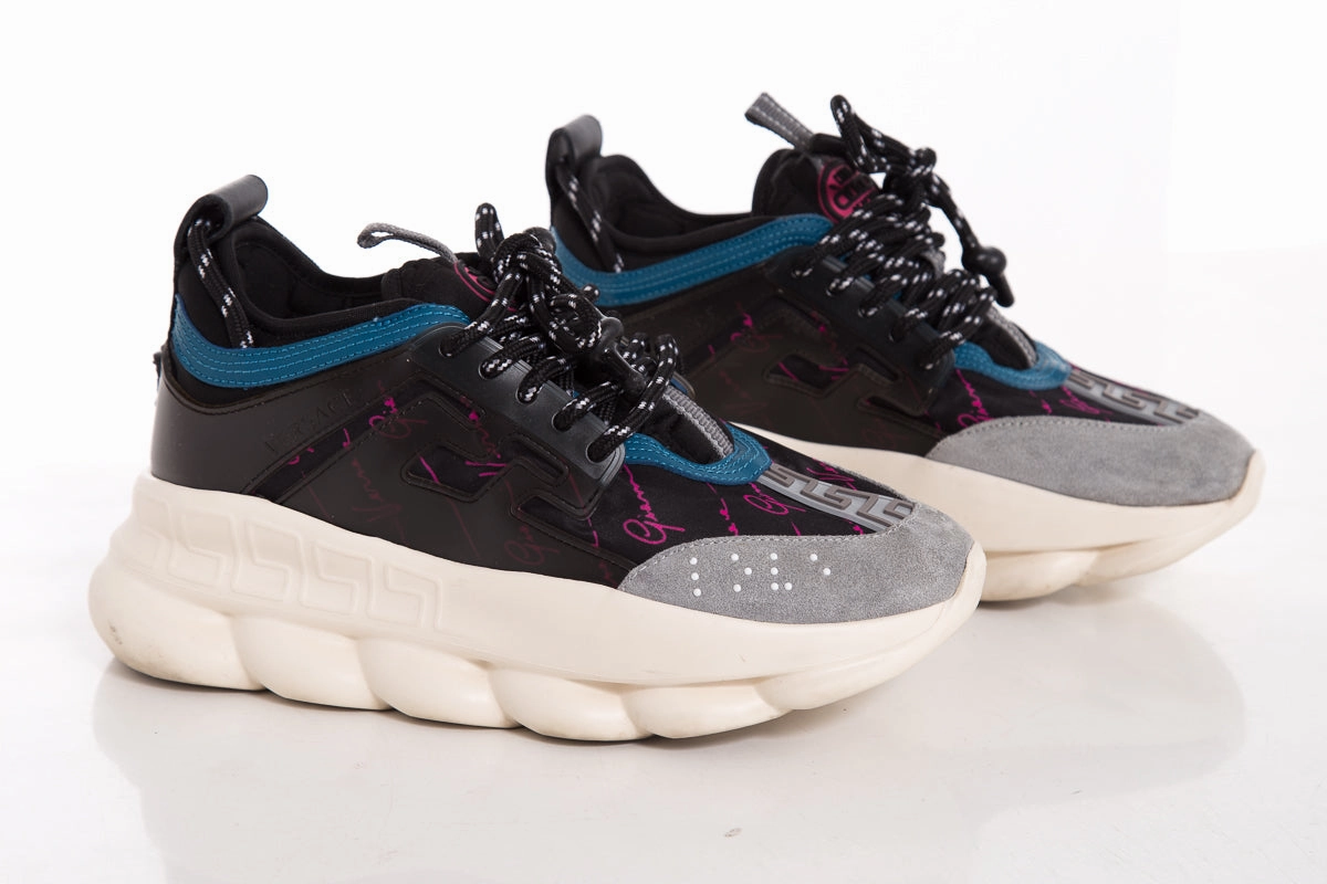 Versace Black & Blue Suede Sneakers SZ 7.5 Ugg Slip On Sneakers