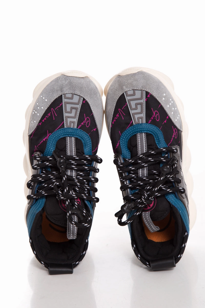 Versace Black & Blue Suede Sneakers SZ 7.5 Motion Control Sneakers