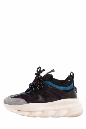 Sneakers Janesville Versace Black & Blue Suede Sneakers SZ 7.5