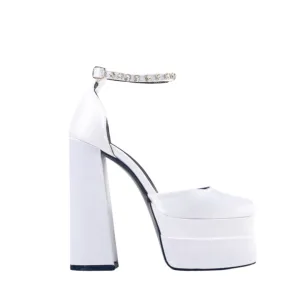 Heras Grace- White Leather Platforms 