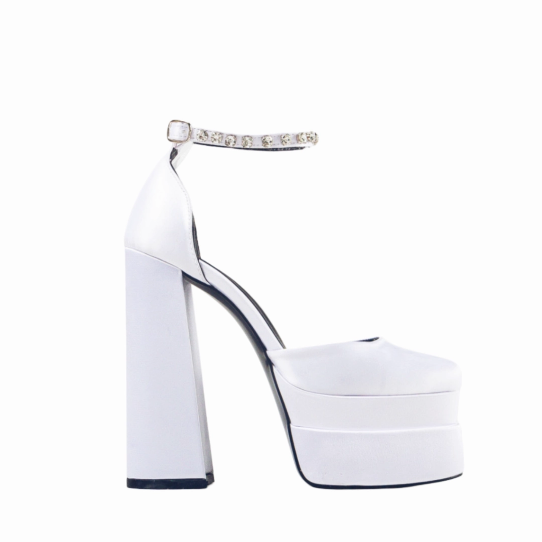 Heras Grace- White Leather Platforms 