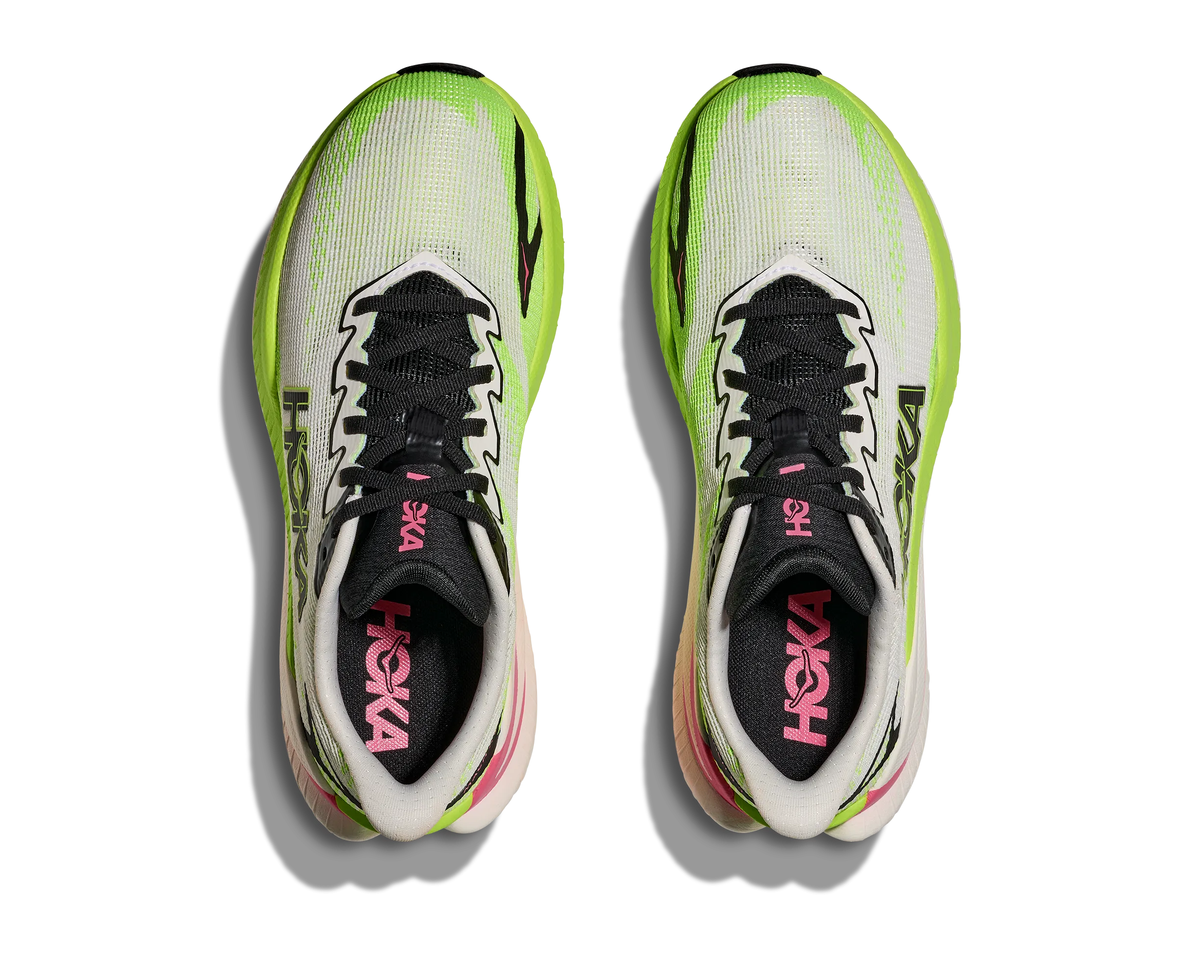 HOKA Women's Mach X 3 - WHITE / NEON LIME Velcro Training Shoes