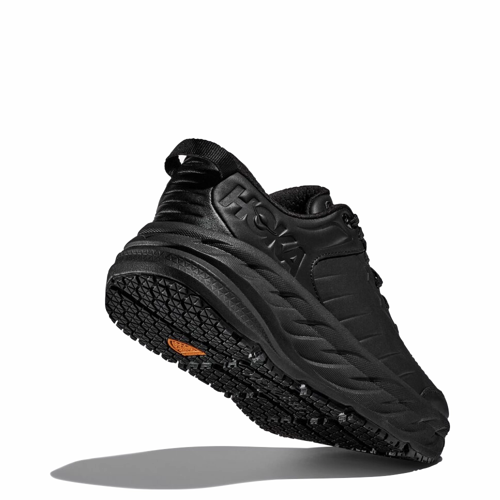 Antideslizantes Hoka Men's Bondi SR Cushioned Leather Slip Resistant Work Shoes in Black